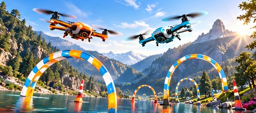 A proposed two-drone race over the water.