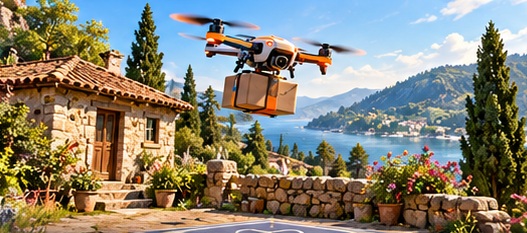 A proposed delivery mission through a lakeside village.